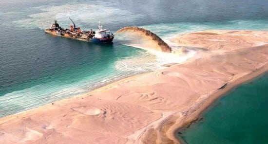Costruzione Palm Jumeirah, tecnica di raibowing