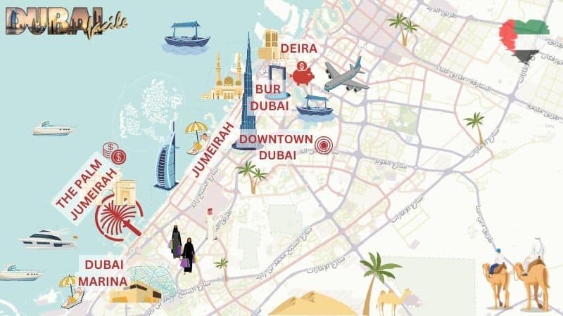 Mappa dove alloggiare Dubai