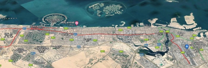 Mappa Dubai da satellite