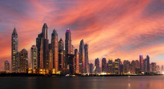 Tramonto a gennaio a Dubai